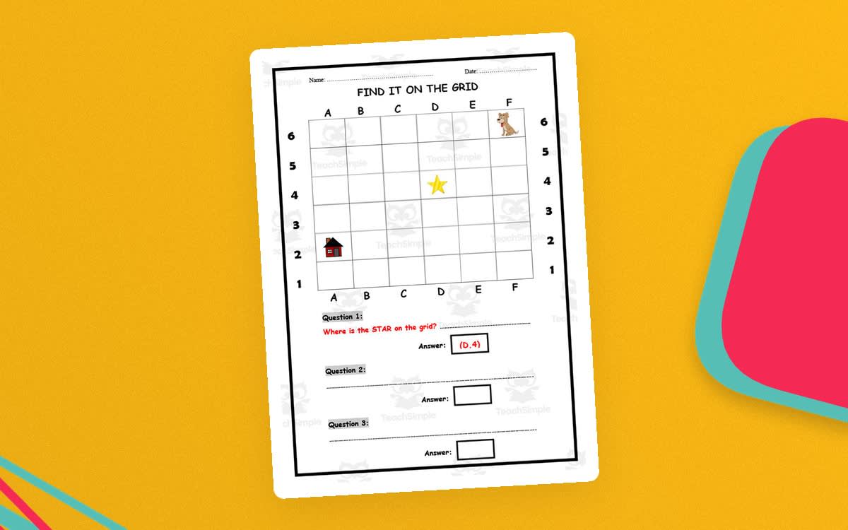 An educational teaching resource from Elementary Resources 4 U entitled Finding Coordinates on a Grid downloadable at Teach Simple.