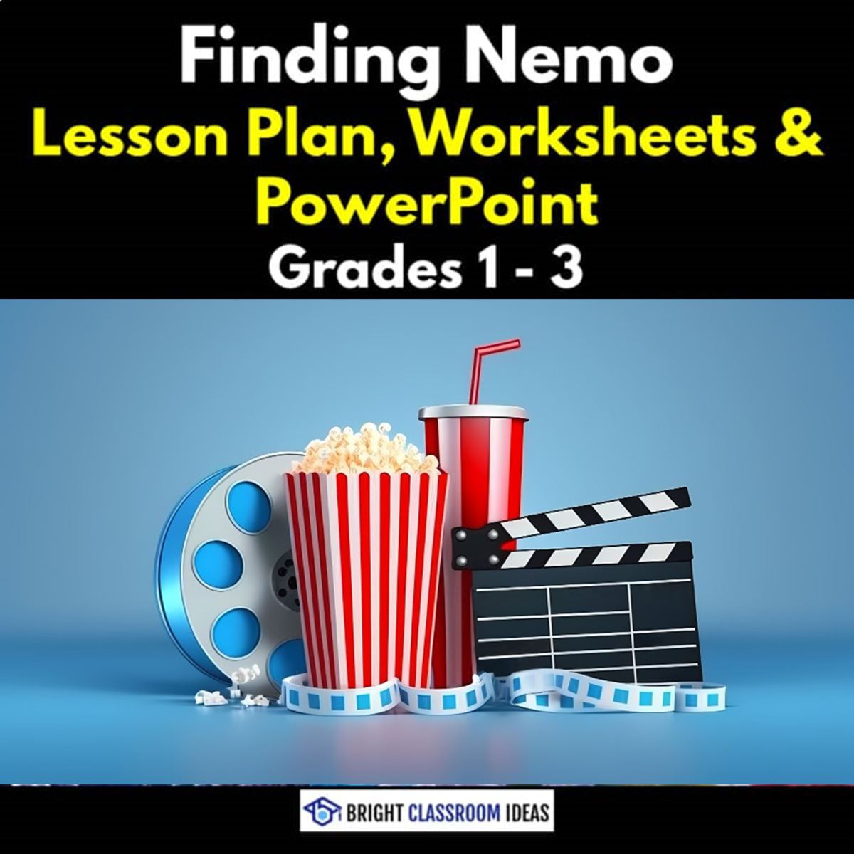 An educational teaching resource from Bright Classroom Ideas Marketplace entitled Finding Nemo Lesson Plan, Worksheets & PowerPoint | Grades 1 - 3 downloadable at Teach Simple.