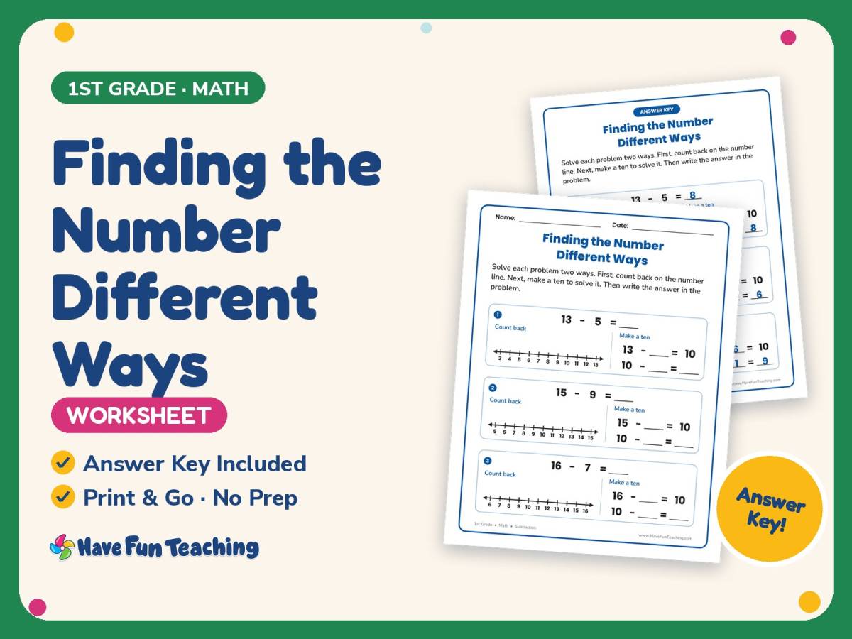 Finding the Number Different Ways Worksheet – 1st Grade Counting preview
