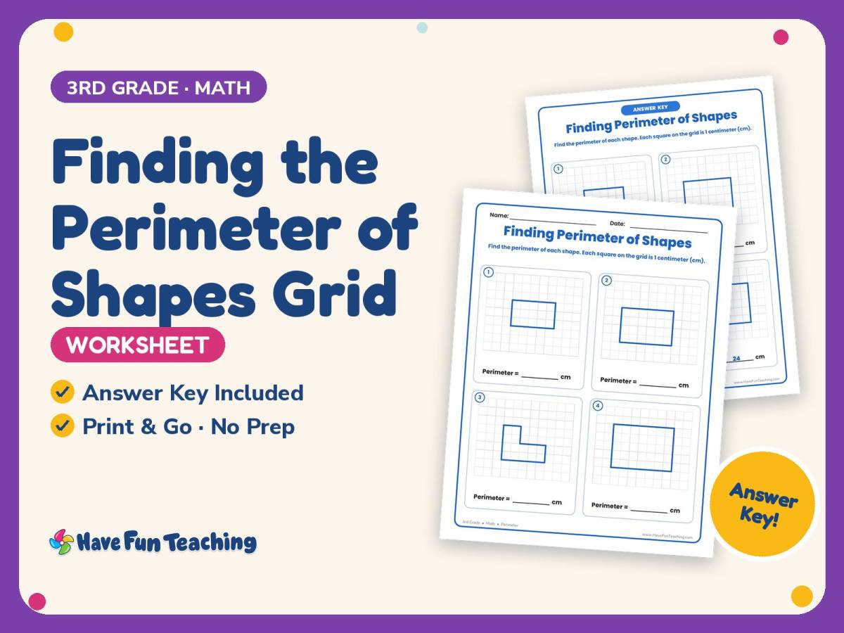 Finding the Perimeter of Shapes Grid Worksheet – 3rd Grade Measurement preview