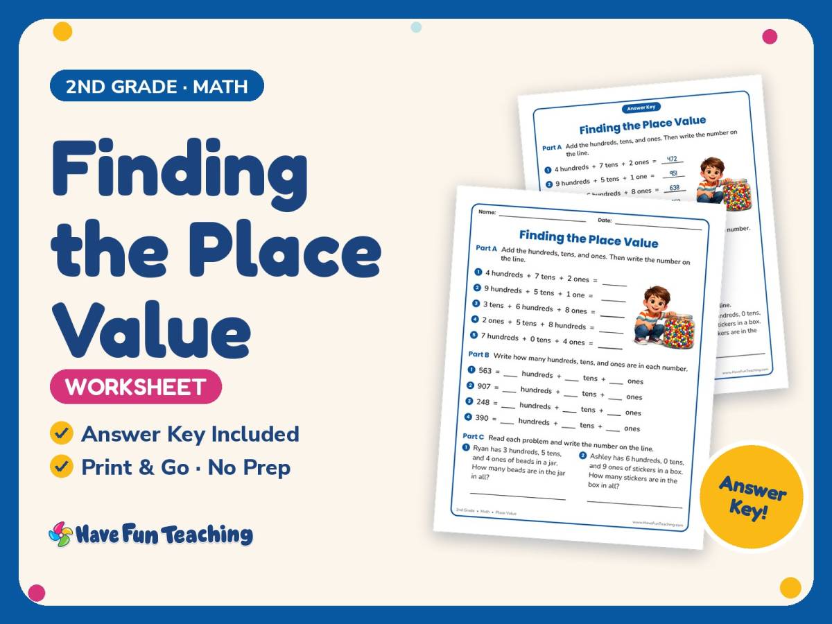 Finding the Place Value Worksheet – 2nd Grade Math Practice preview