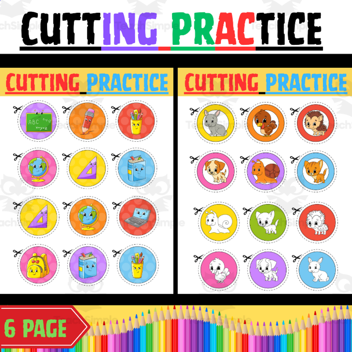An educational teaching resource from Children's Learning Path entitled Fine Motor Boxes & Bins - Practice Cutting Skills with Scissor Skills downloadable at Teach Simple.