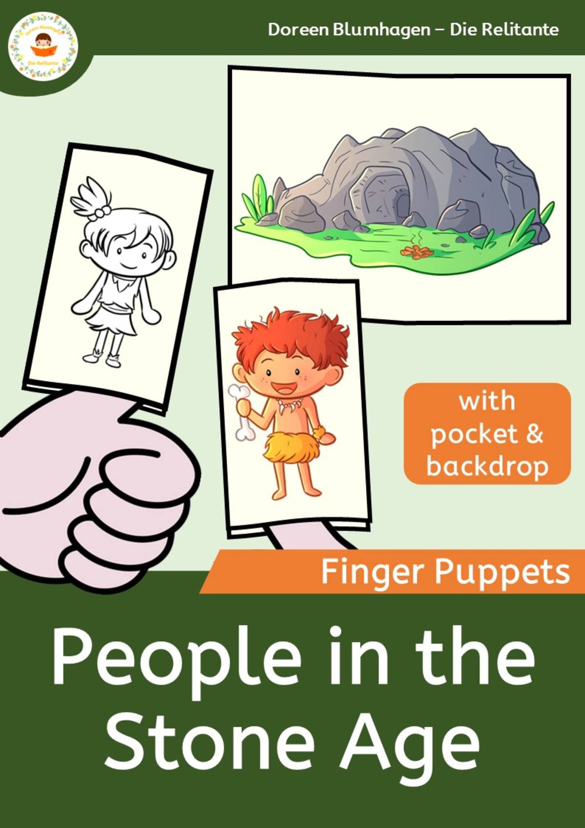 An educational teaching resource from Die Relitante entitled Finger puppets - People in the Stone Age - People in History downloadable at Teach Simple.