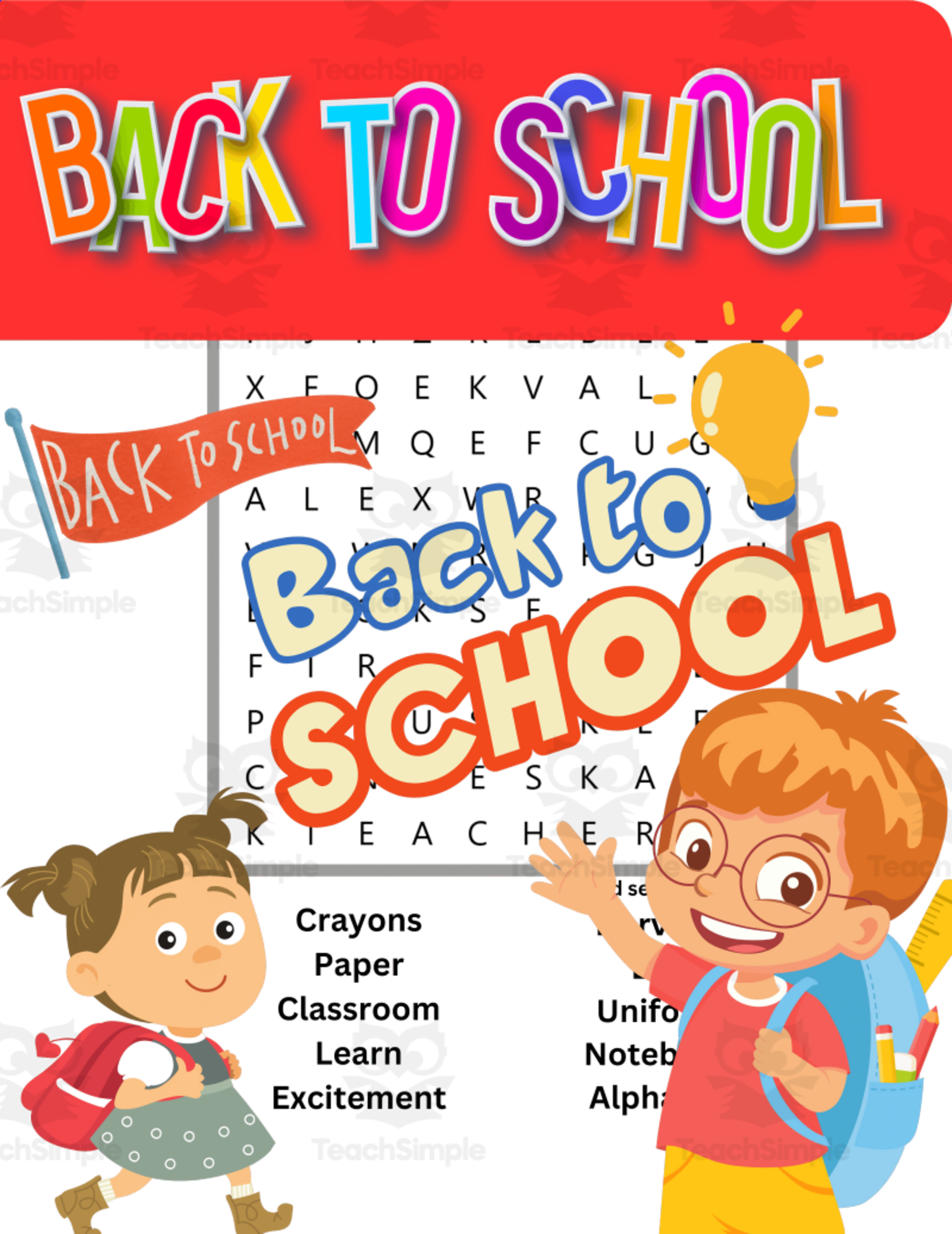 An educational teaching resource from space shope entitled First Day of School Activities | Back to School Word Search K 1st 2nd downloadable at Teach Simple.