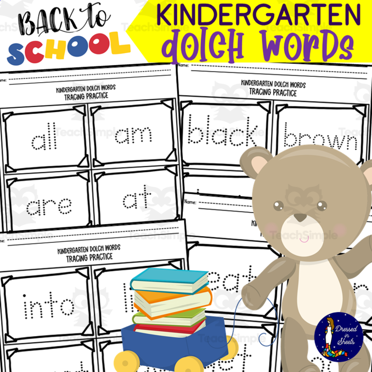 An educational teaching resource from Soumara Siddiqui entitled First Grade Dolch Words Tracing Practice downloadable at Teach Simple.