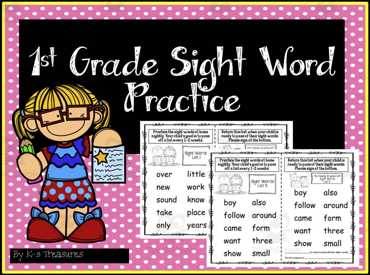 An educational teaching resource from K-5 Treasures entitled First Grade Sight Words - 100 Words to Practice and Learn downloadable at Teach Simple.