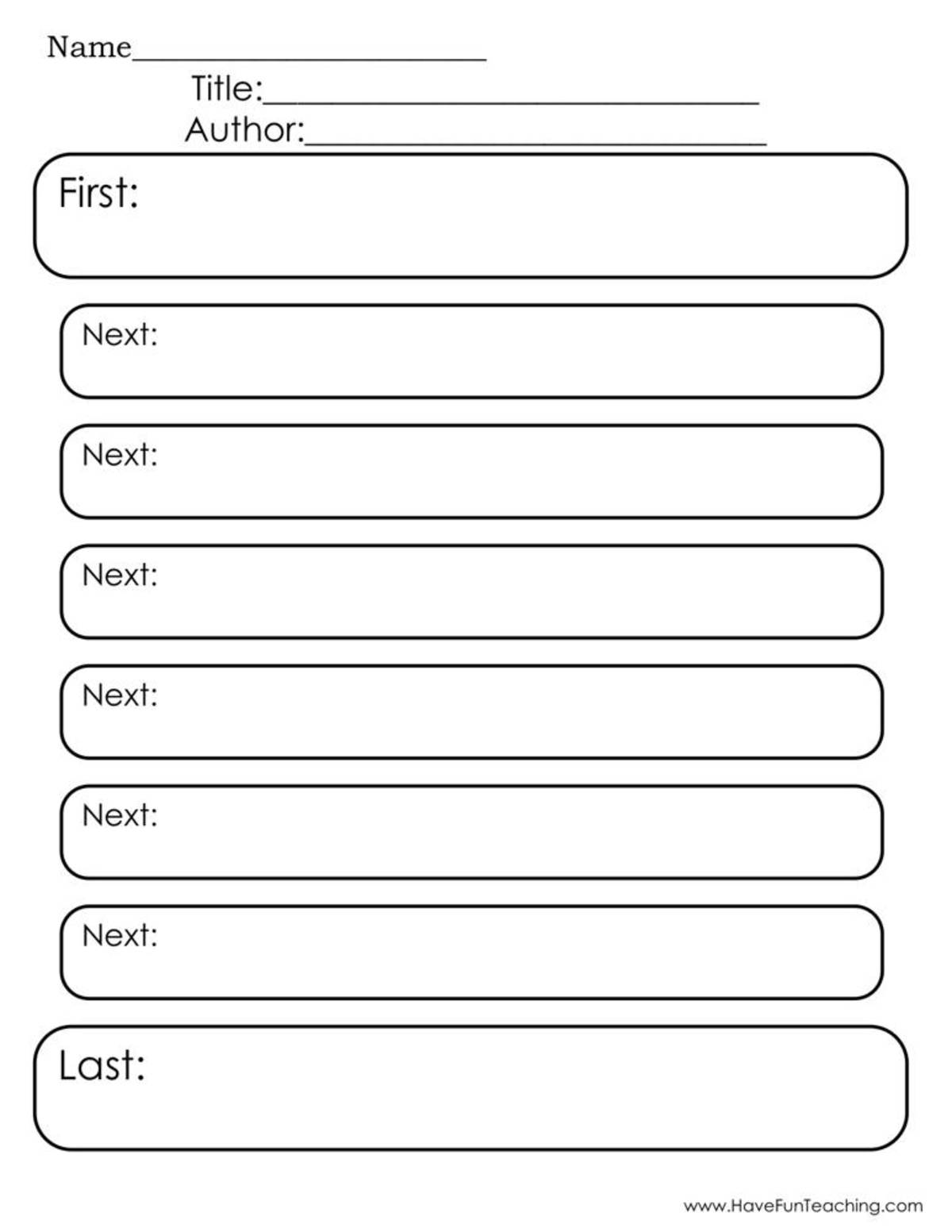 An educational teaching resource from Have Fun Teaching entitled First Next Last Graphic Organizer Worksheet downloadable at Teach Simple.