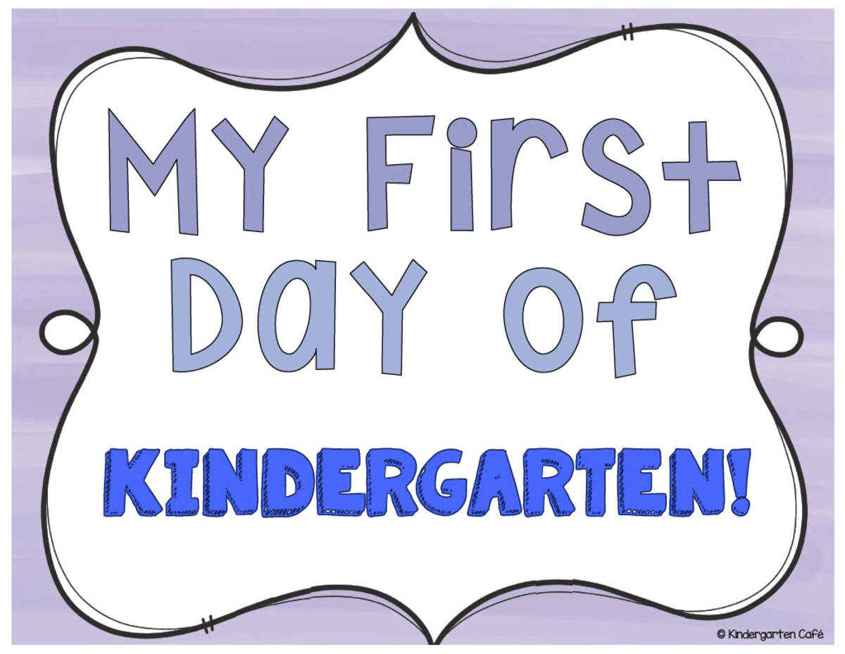 An educational teaching resource from Kindergarten Cafe entitled First Week of School Printable Signs downloadable at Teach Simple.