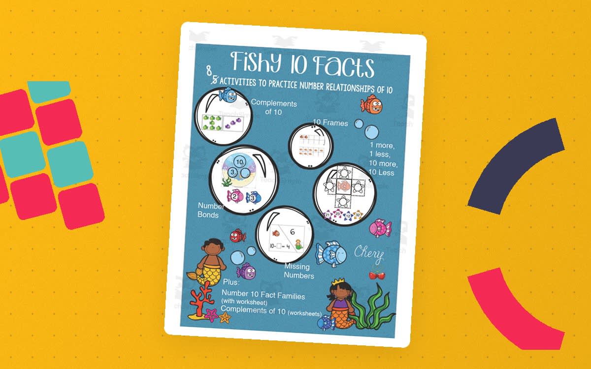 An educational teaching resource from Easy Peasy Primary Resources entitled Fishy 10 Facts | Math Centers downloadable at Teach Simple.