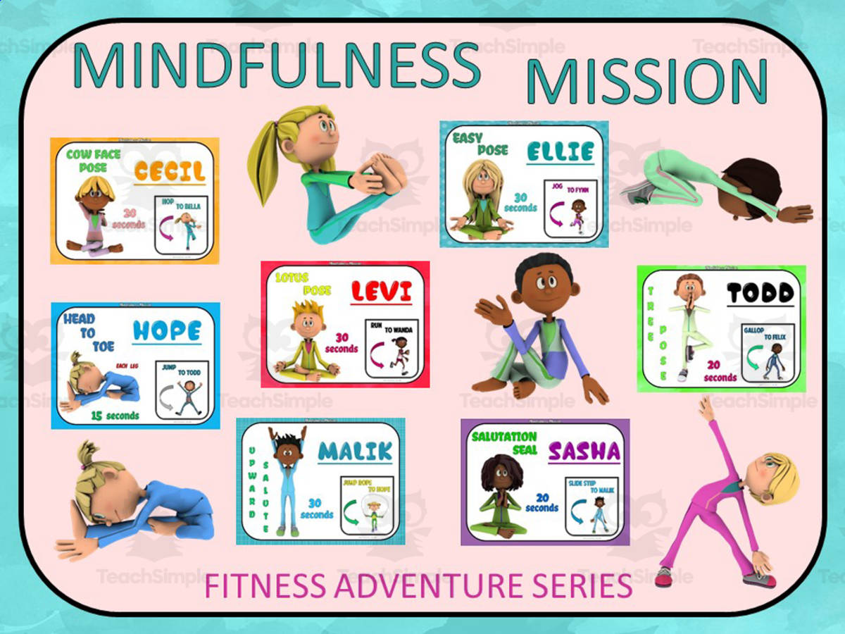 An educational teaching resource from Cap'n Pete's Power PE entitled Fitness Adventure Series - Mindfulness Mission downloadable at Teach Simple.