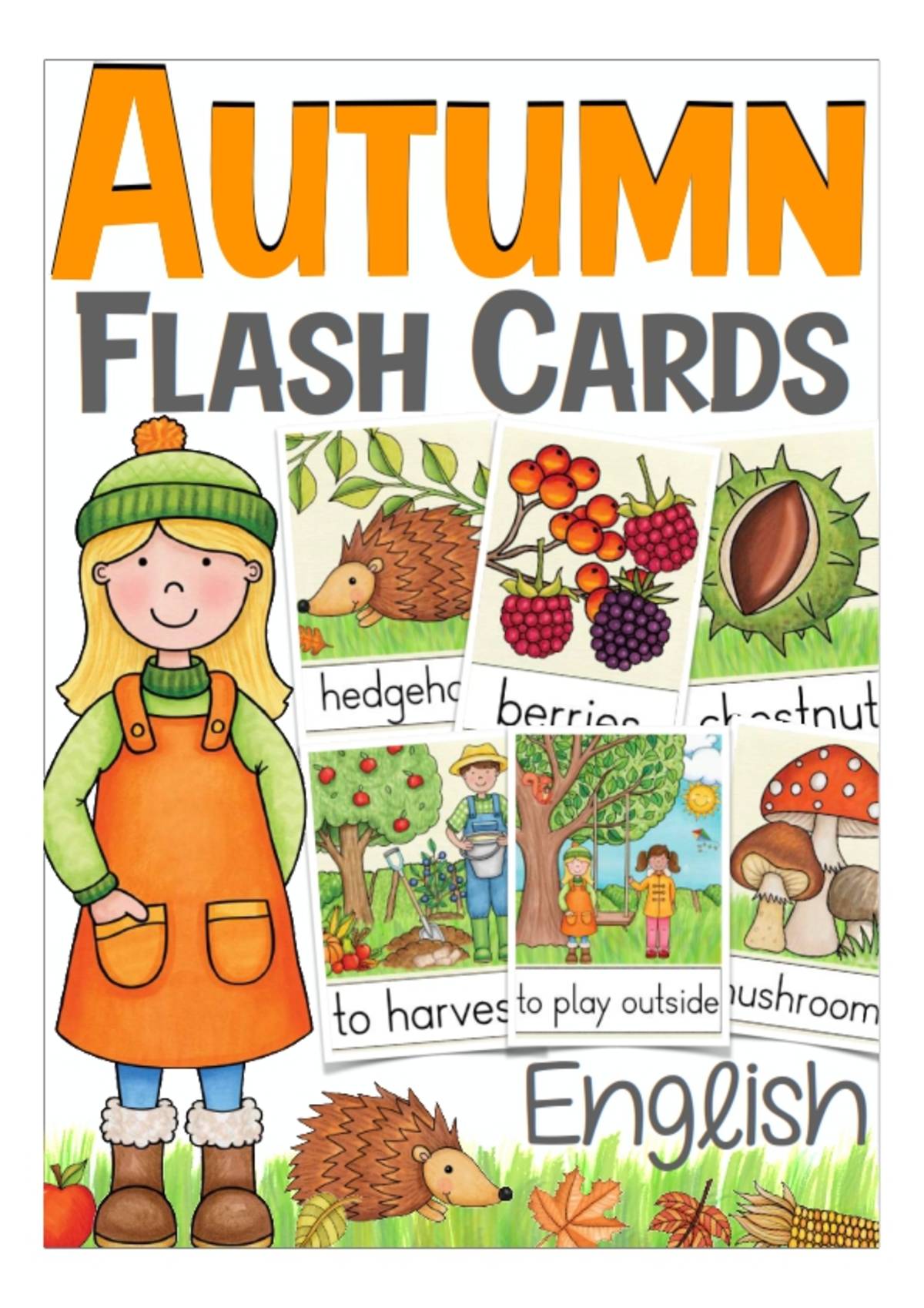 An educational teaching resource from Better Teaching Resources entitled Flash Card: Autumn downloadable at Teach Simple.