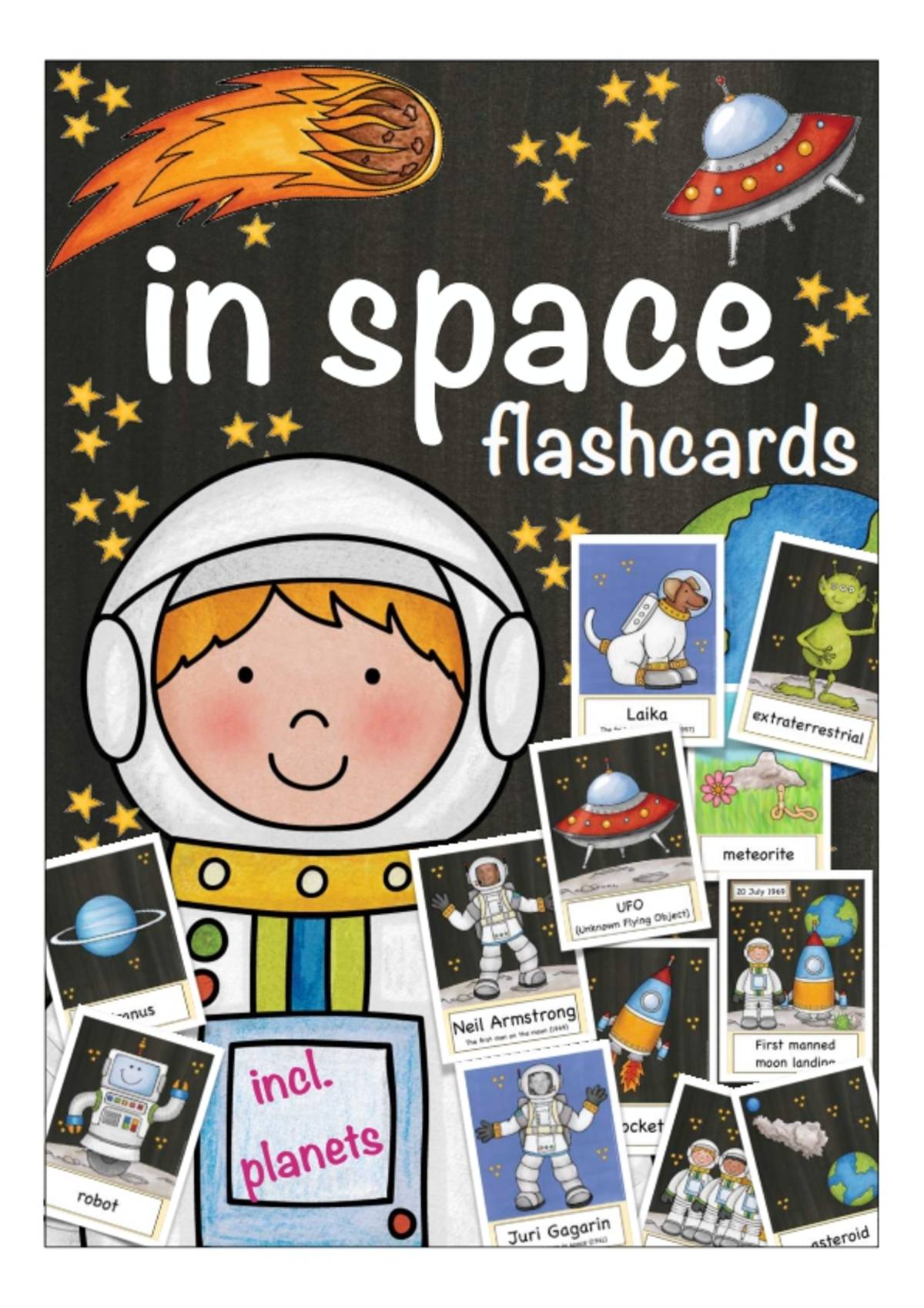 An educational teaching resource from Better Teaching Resources entitled Flash Cards: All About Space downloadable at Teach Simple.