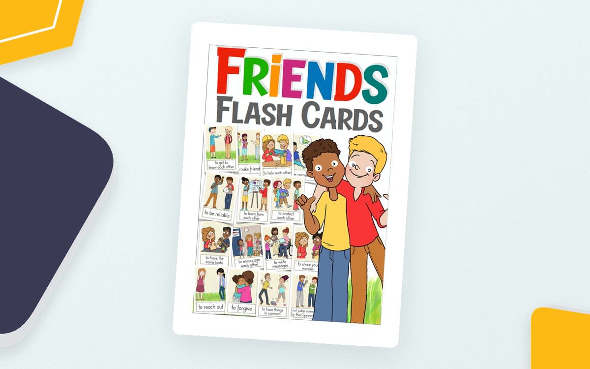 An educational teaching resource from Better Teaching Resources entitled Friendship Flashcards – 28 Printable Cards downloadable at Teach Simple.