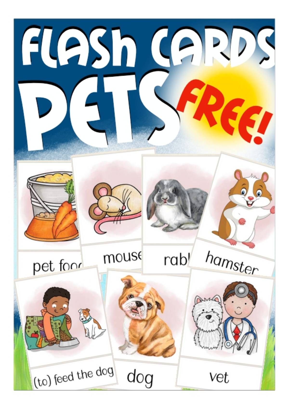 An educational teaching resource from Better Teaching Resources entitled Flash Cards: Pets downloadable at Teach Simple.