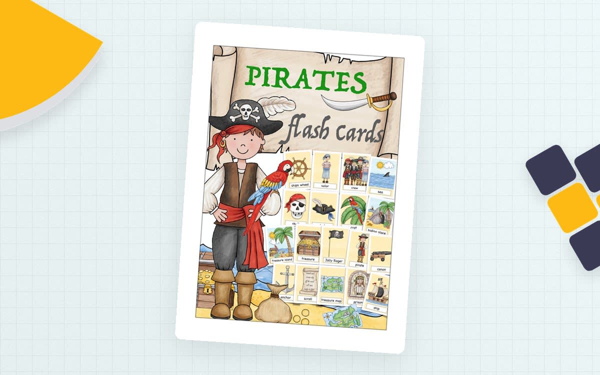 An educational teaching resource from Better Teaching Resources entitled Pirate Flashcards for Vocabulary Practice downloadable at Teach Simple.