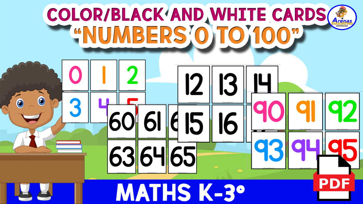An educational teaching resource from EDITORIAL LAURA EDUCA entitled FLASHCARDS NUMBERS 1 - 100 I Color and Black and White Version downloadable at Teach Simple.