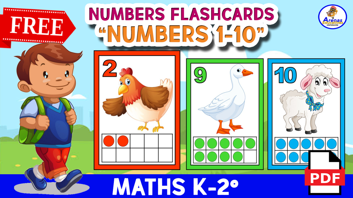 An educational teaching resource from EDITORIAL LAURA EDUCA entitled FLASHCARDS NUMBERS 1 TO 10 - Farm Animals Theme downloadable at Teach Simple.