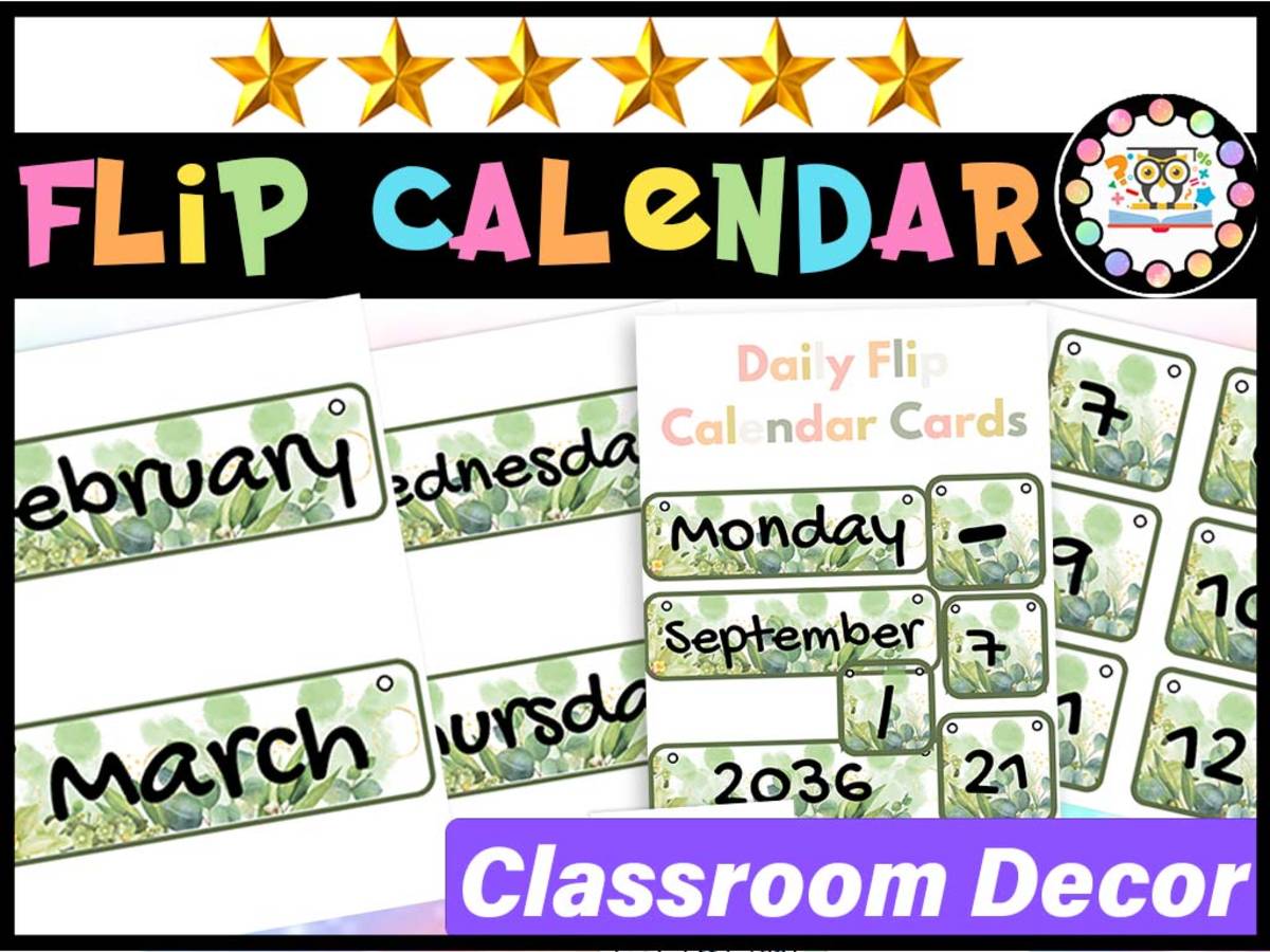 An educational teaching resource from LAMO entitled Flip Calendar |Eucalyptus  Classroom Decor | Flip Calendar Eucalyptus downloadable at Teach Simple.