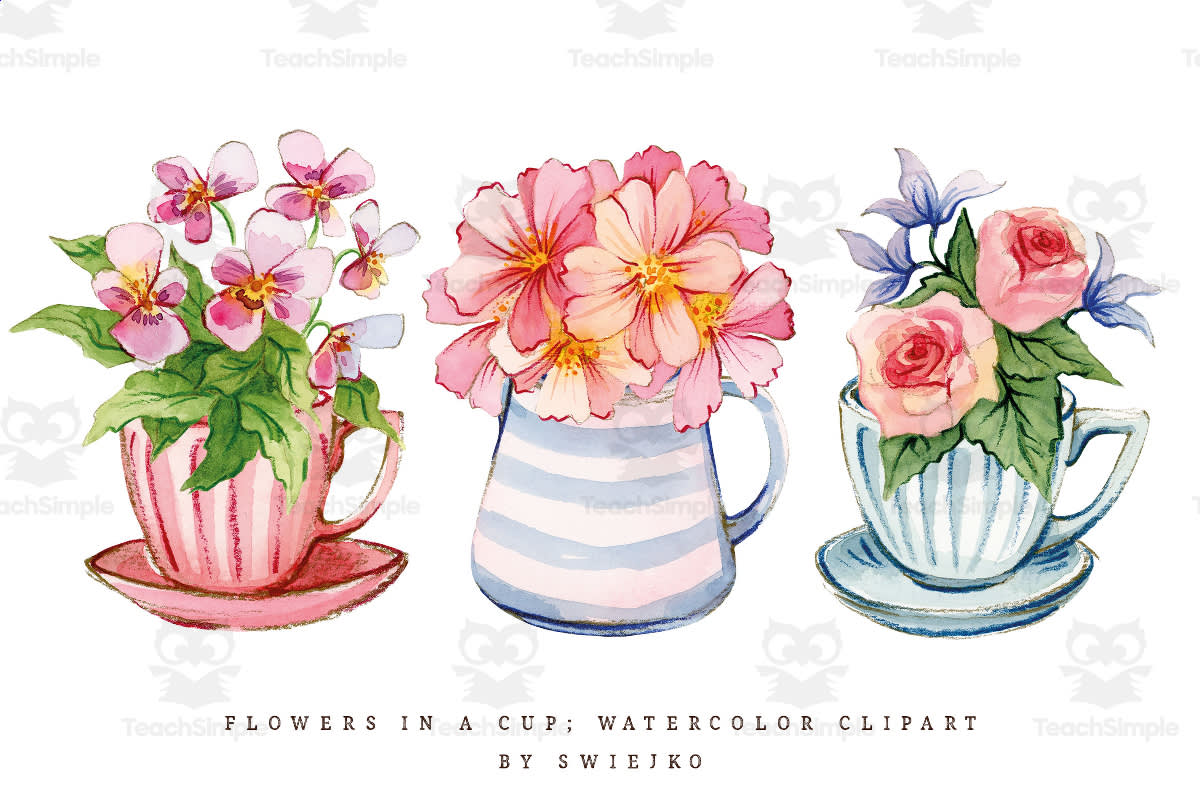 An educational teaching resource from Swiejko entitled Flowers in a cup, Country Flowers, Cottagecore, Rustic downloadable at Teach Simple.