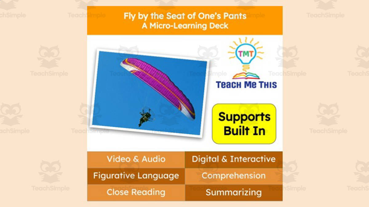 An educational teaching resource from Teach Me This entitled Fly by the Seat of One's Pants | Figurative Language Activity | Micro-Learning Deck downloadable at Teach Simple.