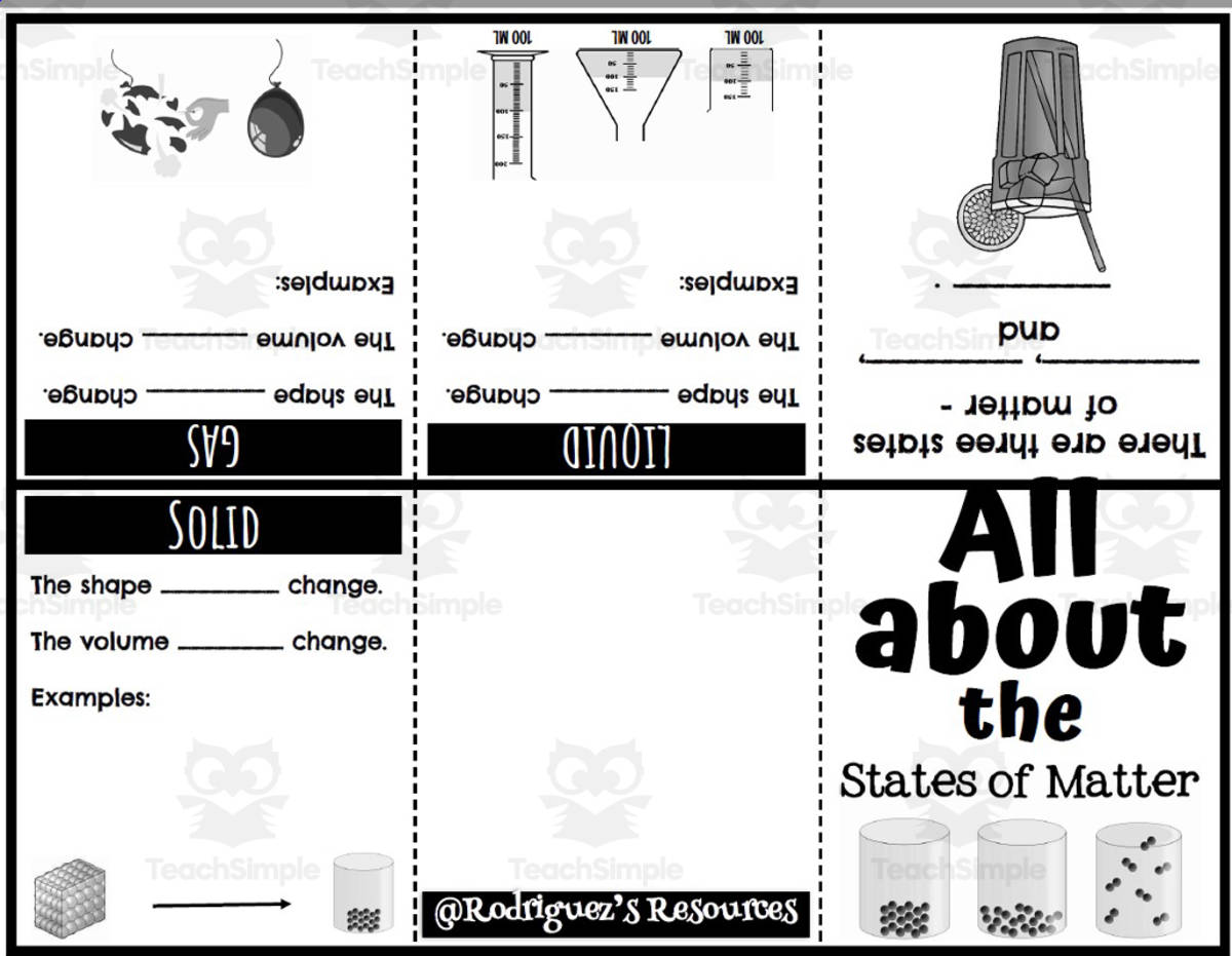 An educational teaching resource from Rodriguez's Resources entitled Fold & Read Booklet: All About States of Matter downloadable at Teach Simple.