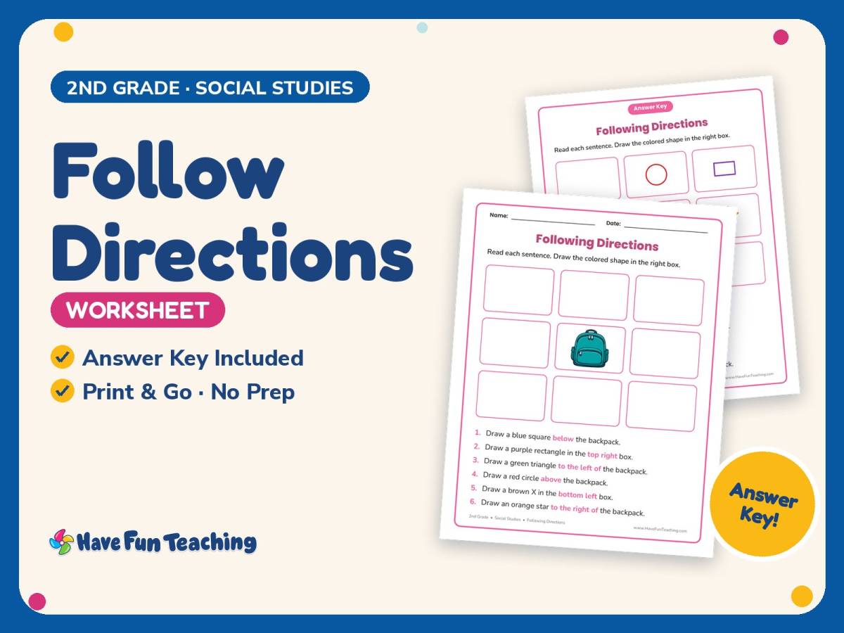 Follow Directions Worksheet – 2nd Grade Following Directions Practice preview