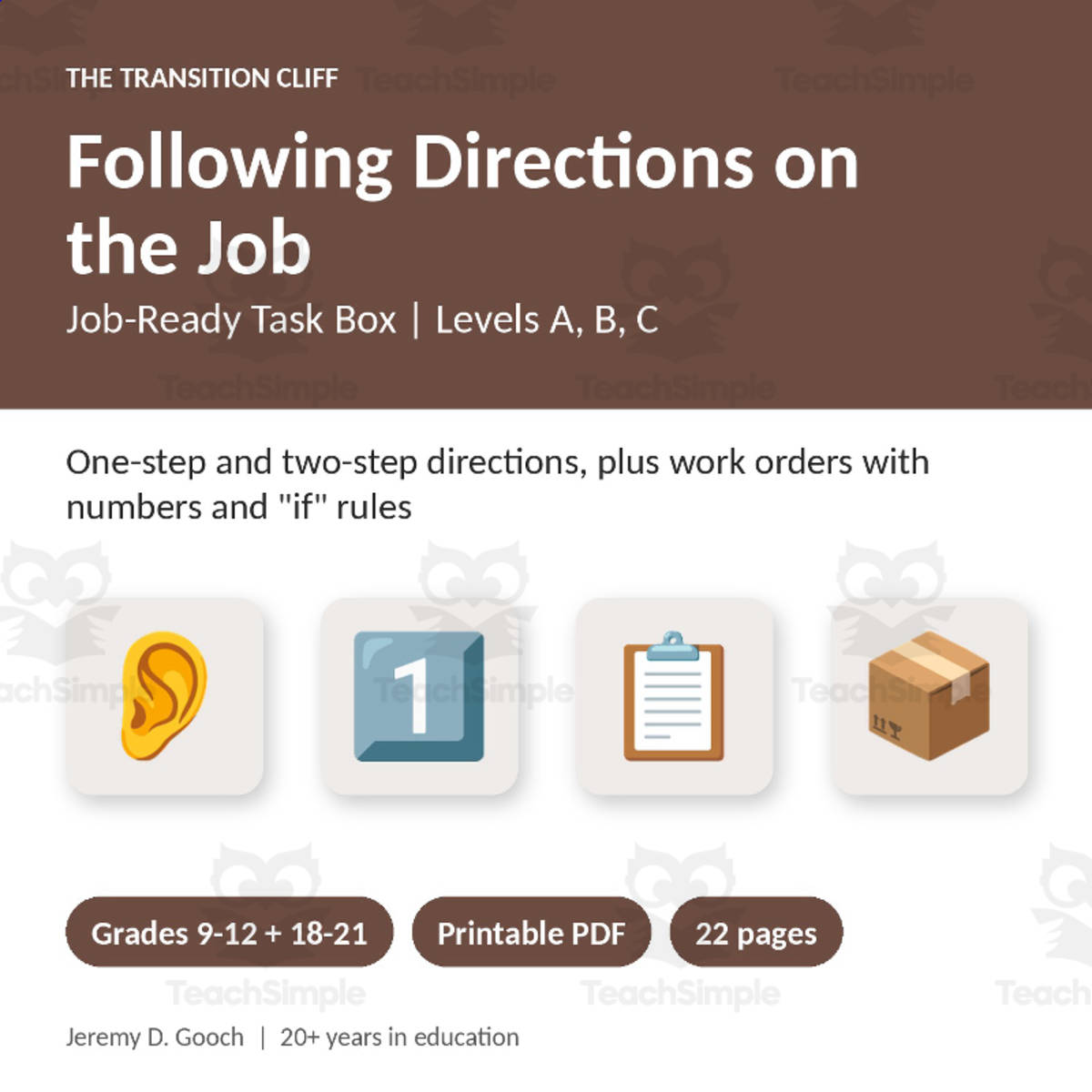 Following Directions on the Job Task Box for Transition Class preview