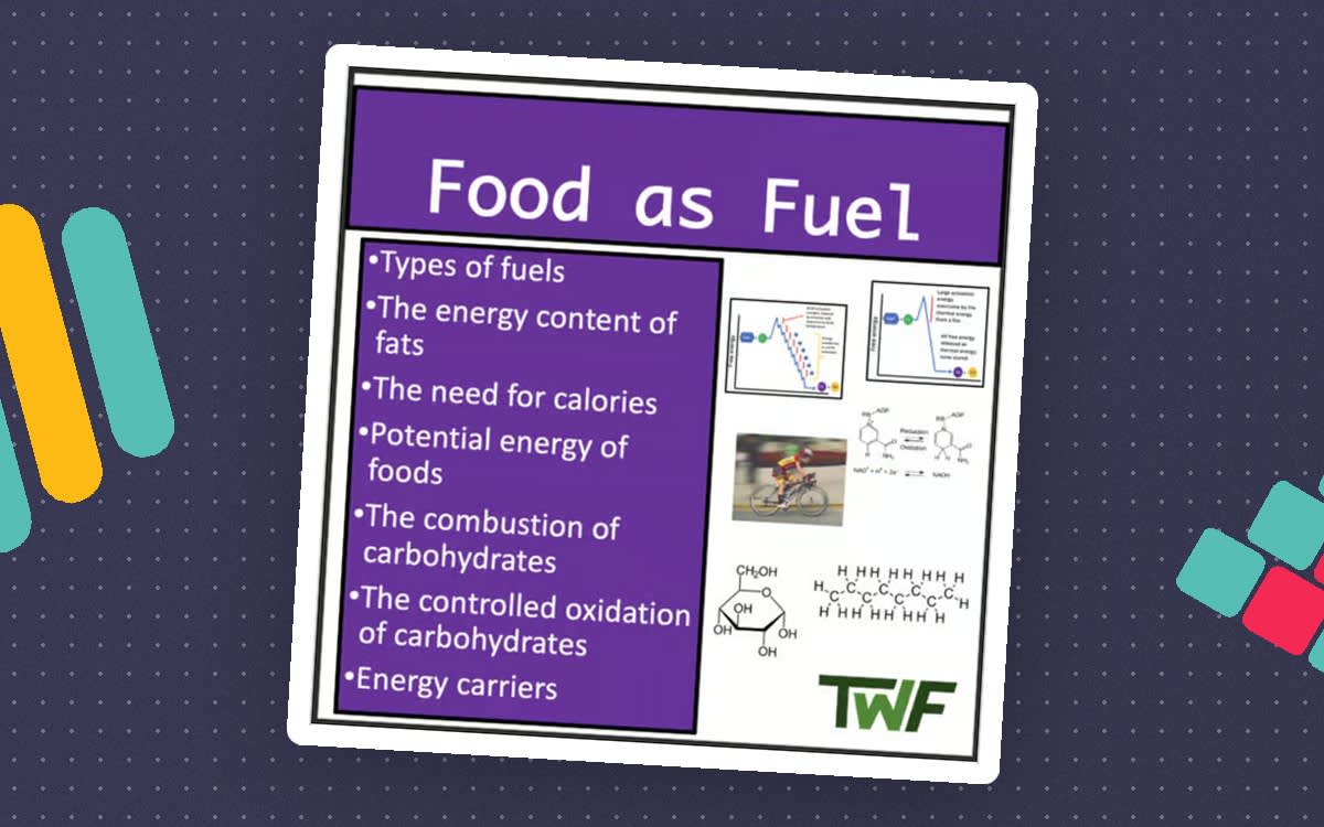 An educational teaching resource from Teach With Fergy entitled Food as Fuel - Senior High School Biology lesson downloadable at Teach Simple.