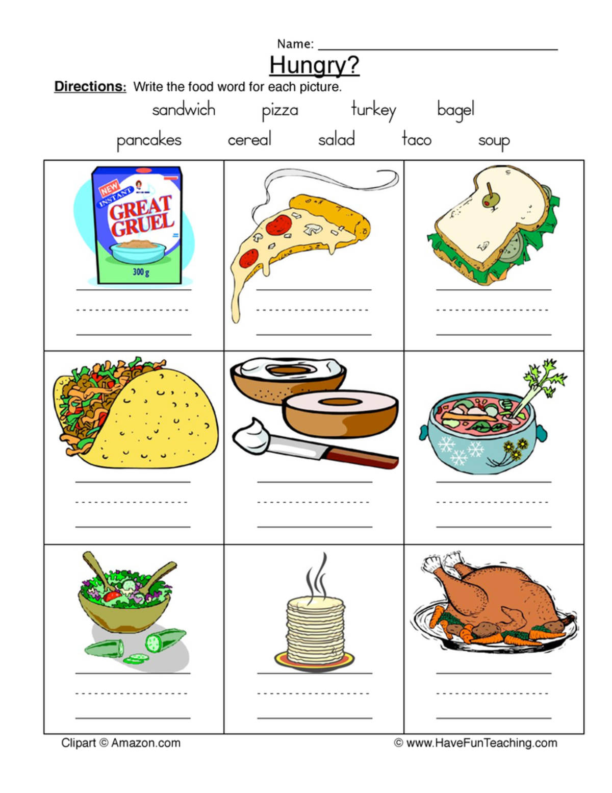 An educational teaching resource from Have Fun Teaching entitled Food Names Worksheet - Word Bank downloadable at Teach Simple.