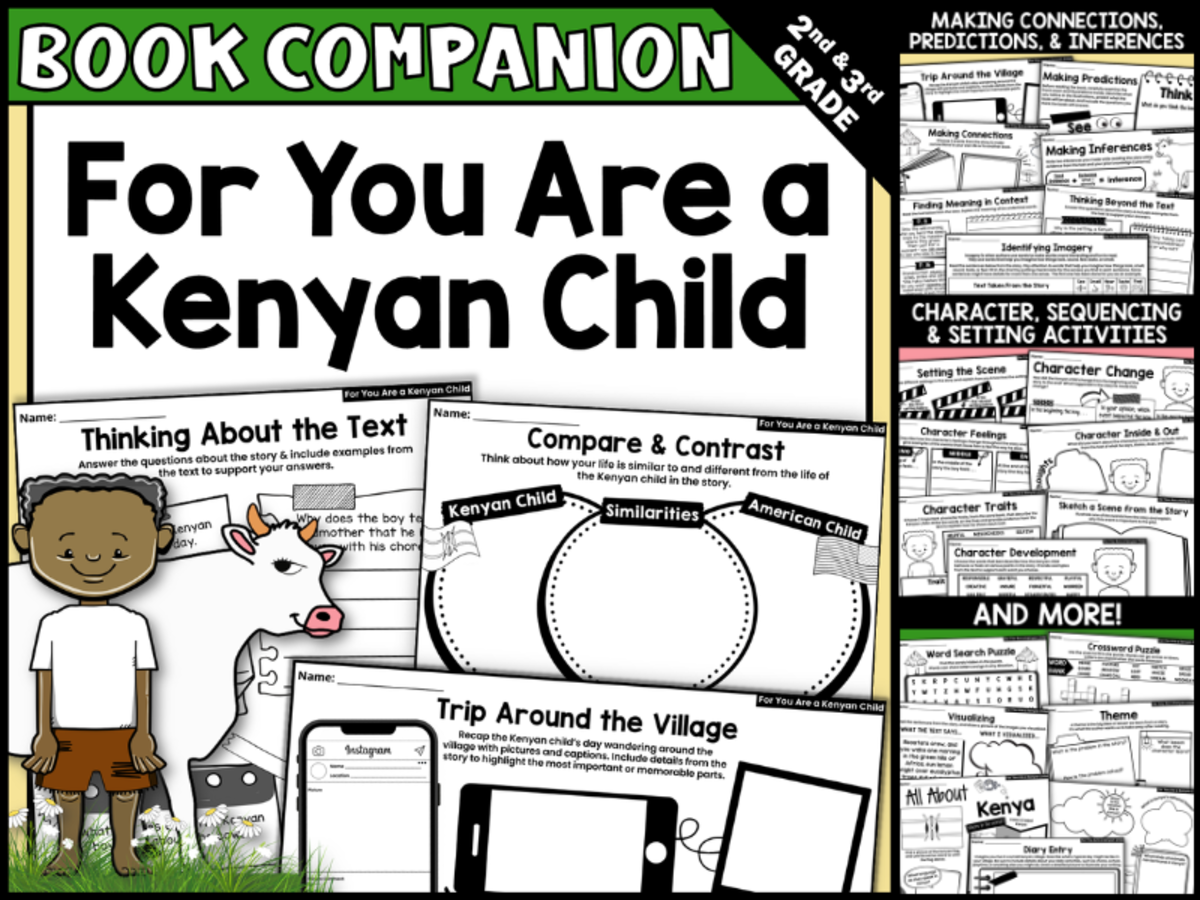An educational teaching resource from Creatively Gifted entitled For You are a Kenyan Child by Kelly Interactive Read-Aloud Activities downloadable at Teach Simple.