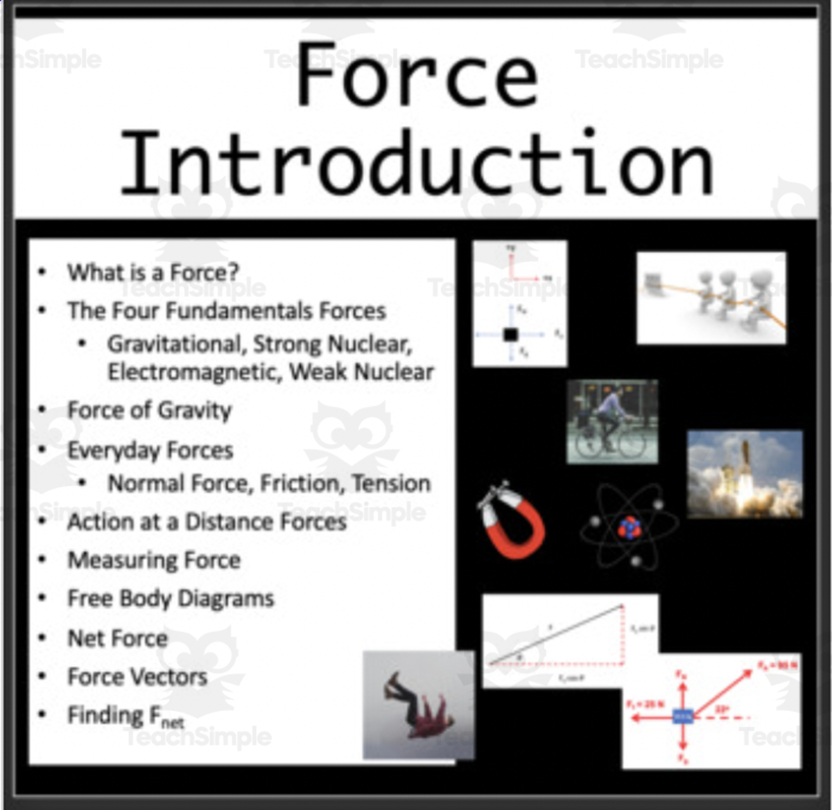 An educational teaching resource from Teach With Fergy entitled Forces Introduction - Lesson Bundle downloadable at Teach Simple.