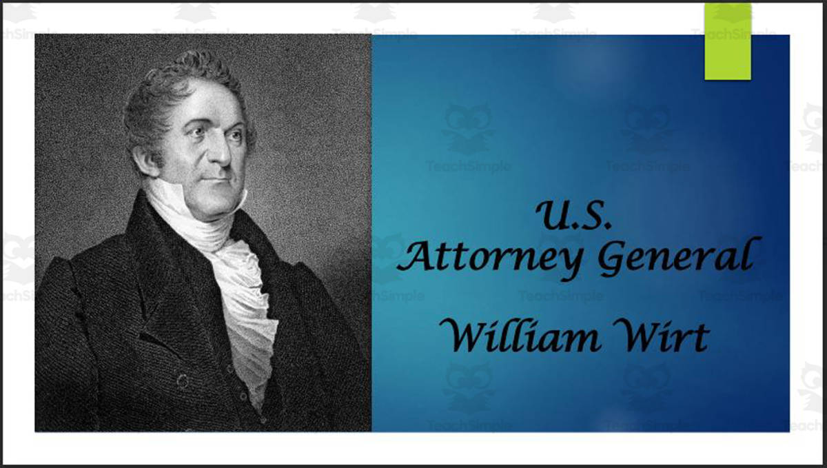 An educational teaching resource from Mr. Matthews Teacher Store entitled Former 3rd-Party Presidential Candidate - Former Attorney General William Wirt downloadable at Teach Simple.