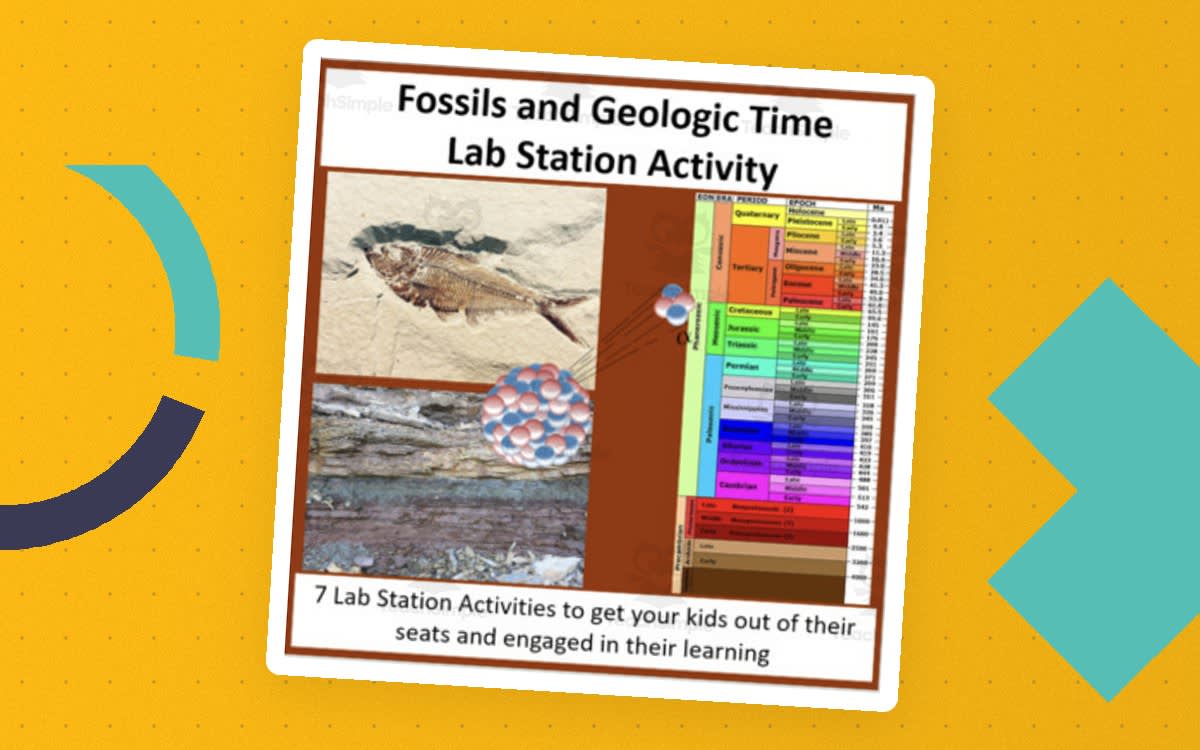 An educational teaching resource from Teach With Fergy entitled Fossils and Geologic Time – Lab Station Activity downloadable at Teach Simple.