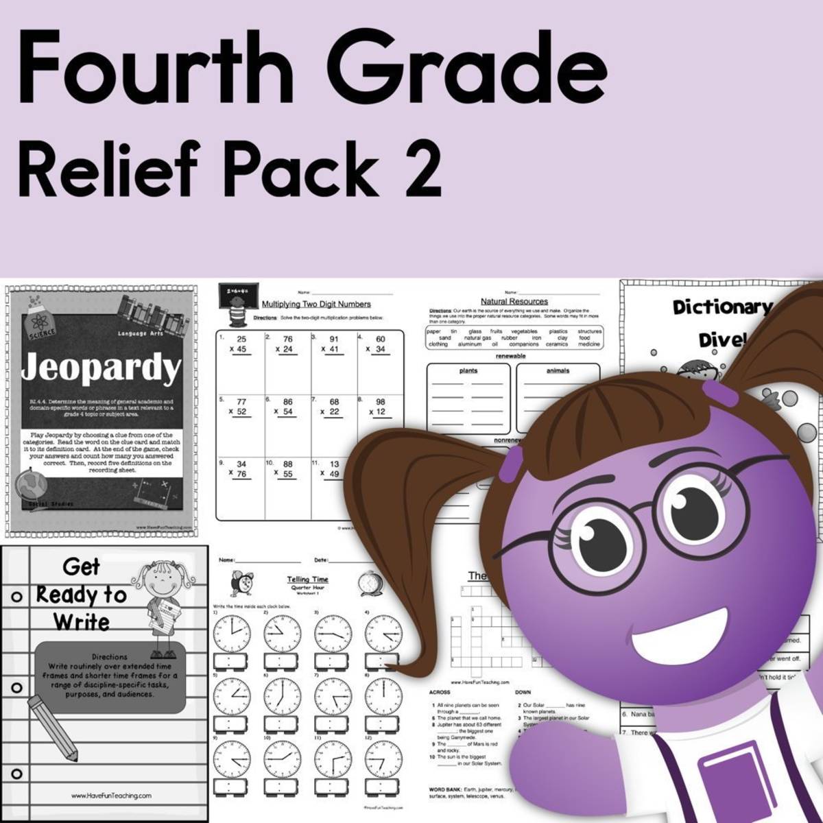 An educational teaching resource from Have Fun Teaching entitled Fourth Grade Coronavirus Relief Pack 2 downloadable at Teach Simple.