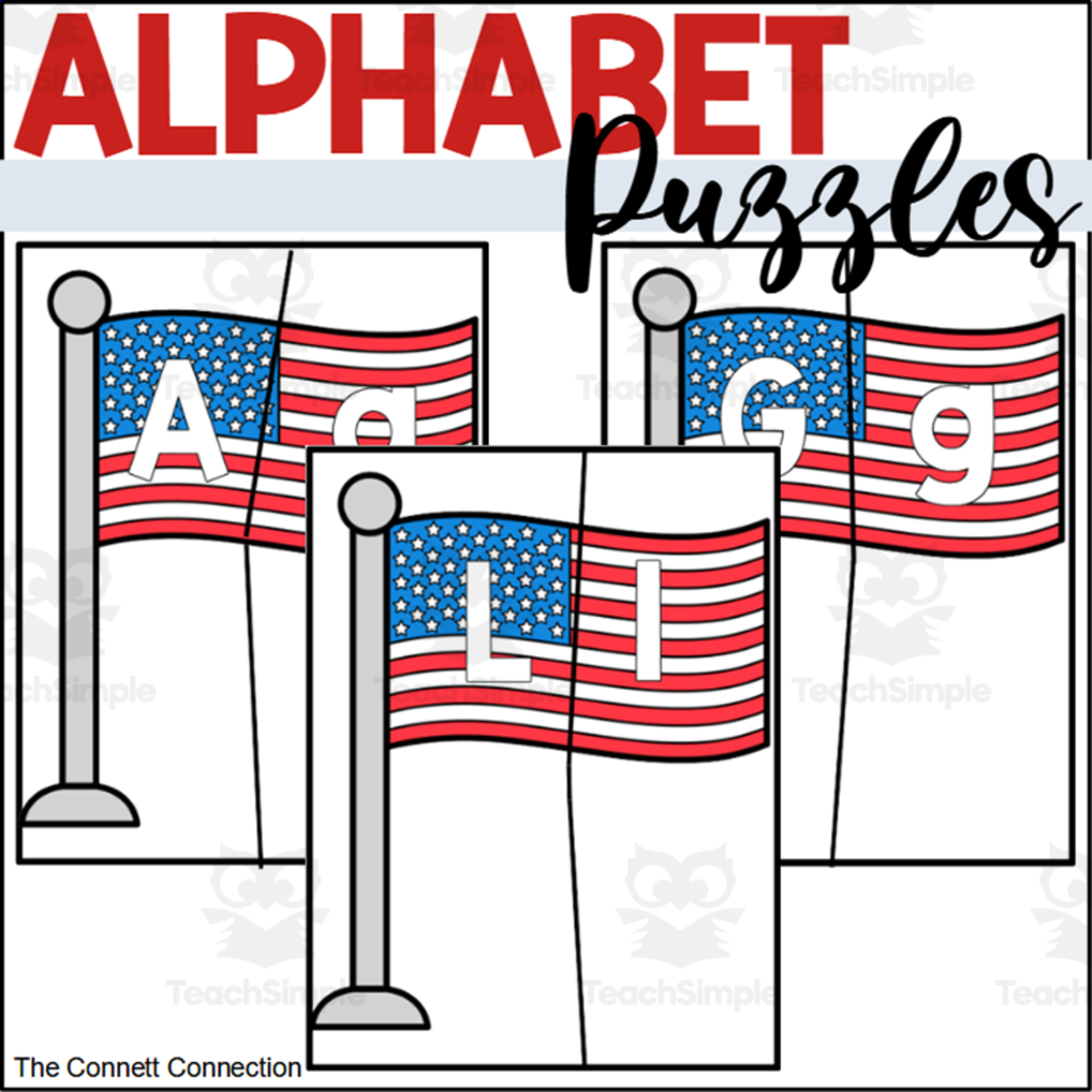 An educational teaching resource from The Connett Connection entitled Fourth of July Alphabet Puzzles downloadable at Teach Simple.