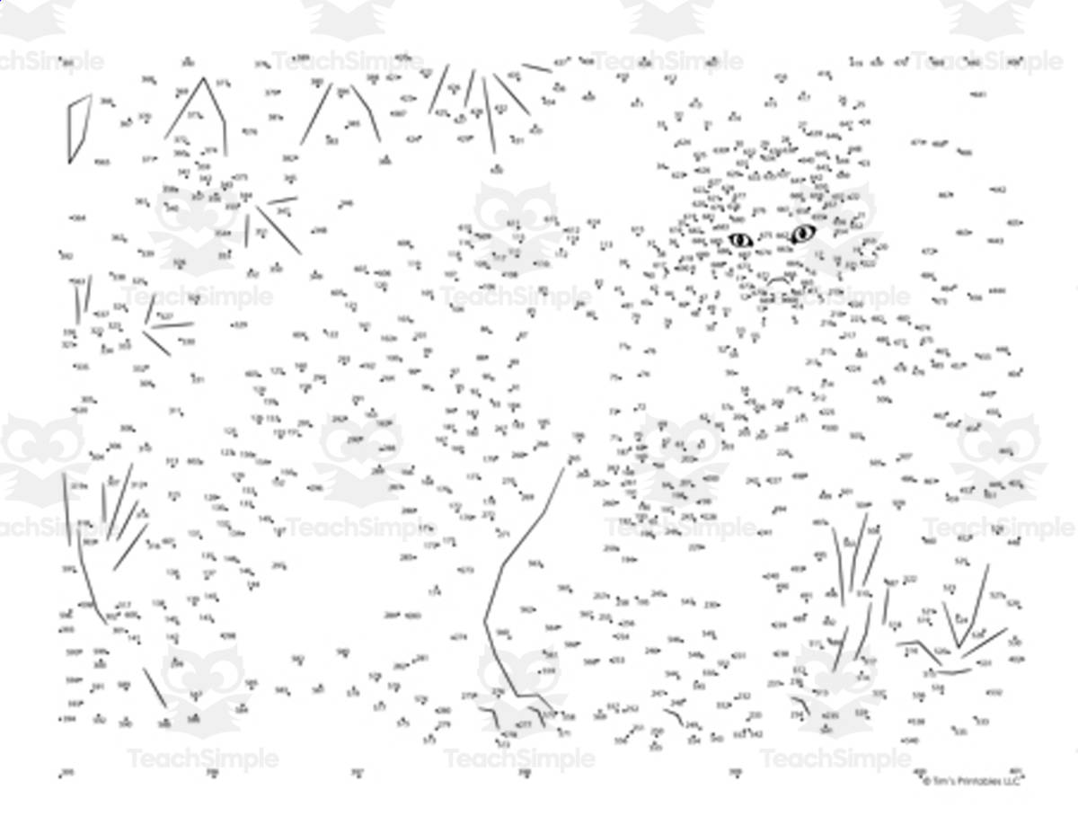 An educational teaching resource from Tim's Printables entitled Fox Extreme Difficulty Dot-to-Dot PDF downloadable at Teach Simple.