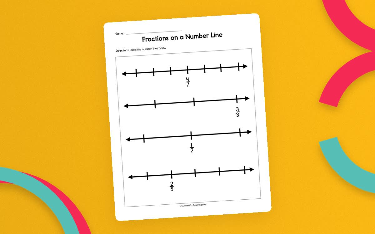 An educational teaching resource from Have Fun Teaching entitled Fractions on a Number Line – 3rd Grade Worksheet downloadable at Teach Simple.