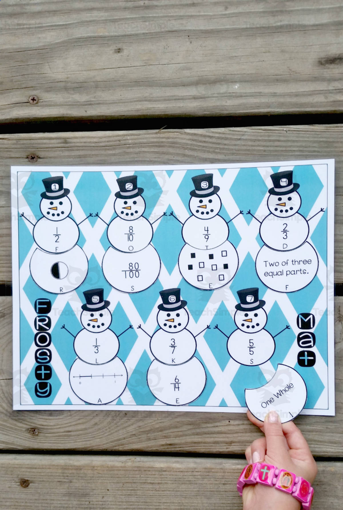 An educational teaching resource from Teachers R Us Homeschool entitled Fractions with Frosty Math Activity downloadable at Teach Simple.