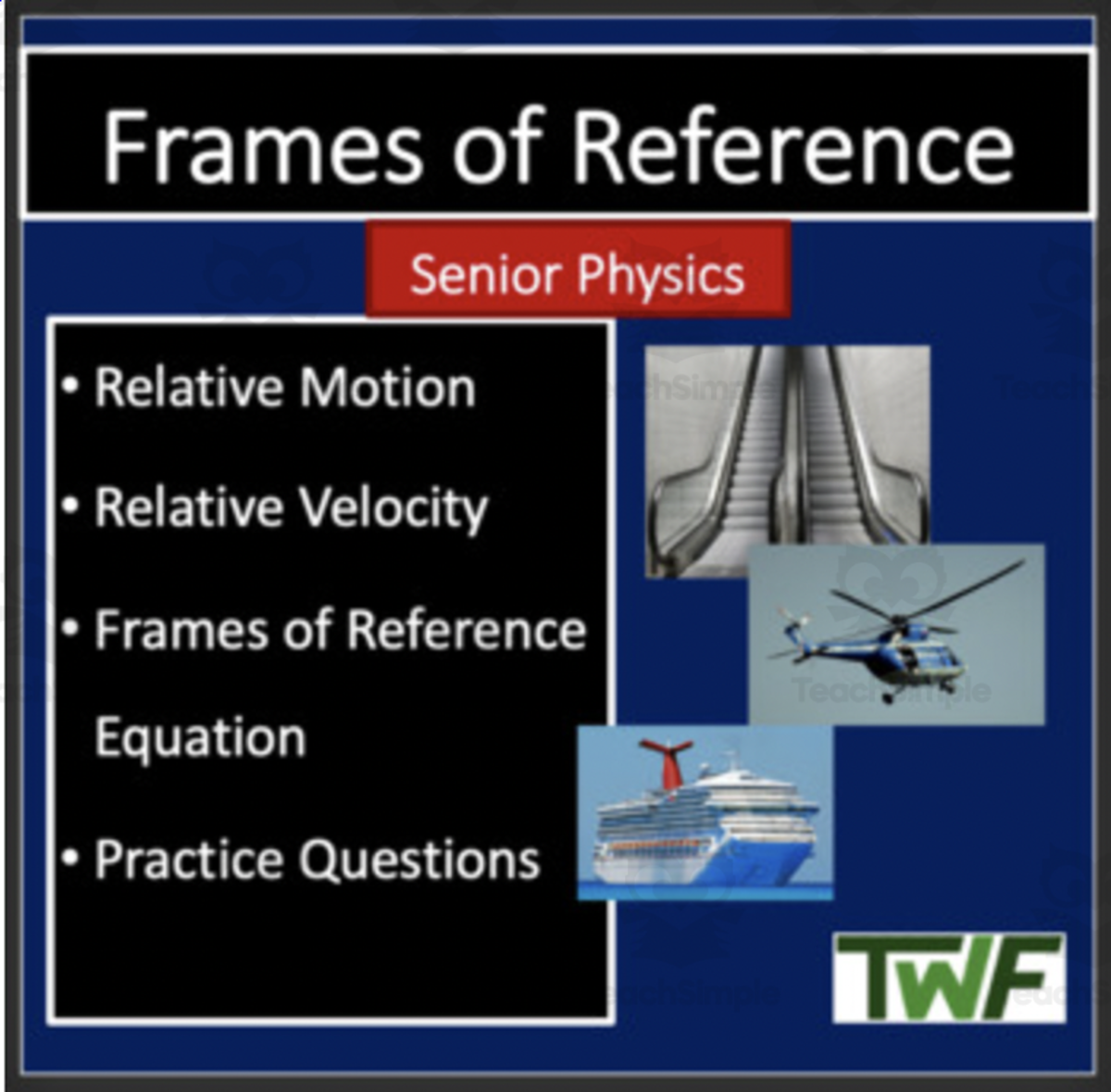 An educational teaching resource from Teach With Fergy entitled Frames of Reference - Relative Motion - Google Slides and PowerPoint Lesson downloadable at Teach Simple.