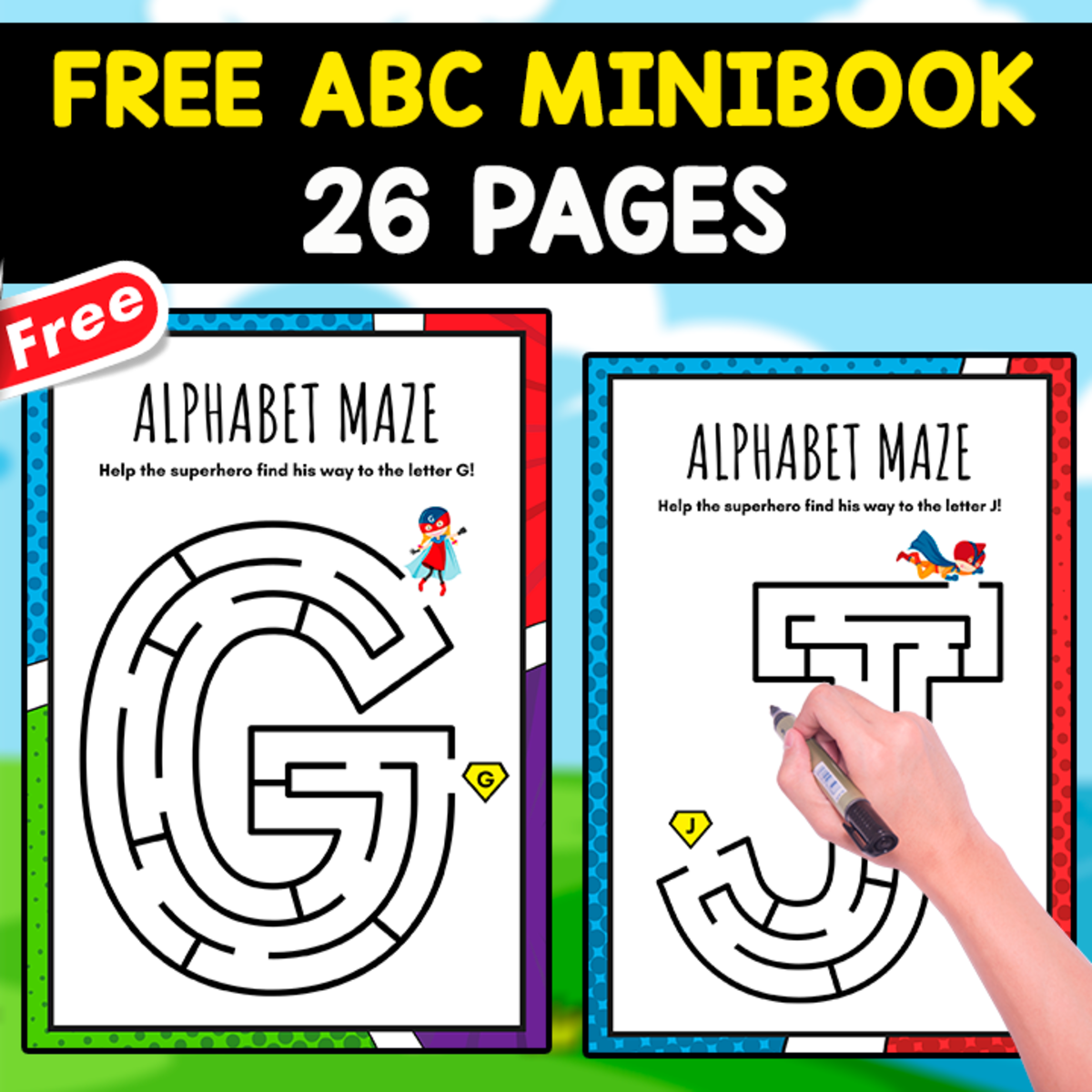 An educational teaching resource from EDITORIAL LAURA EDUCA entitled FREE ALPHABET MINIBOOK | MAZES THEMED downloadable at Teach Simple.