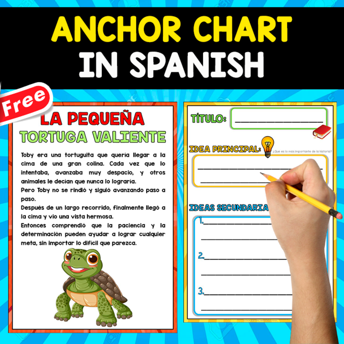 An educational teaching resource from EDITORIAL LAURA EDUCA entitled FREE ANCHOR CHART IN SPANISH | La pequeña tortuga downloadable at Teach Simple.