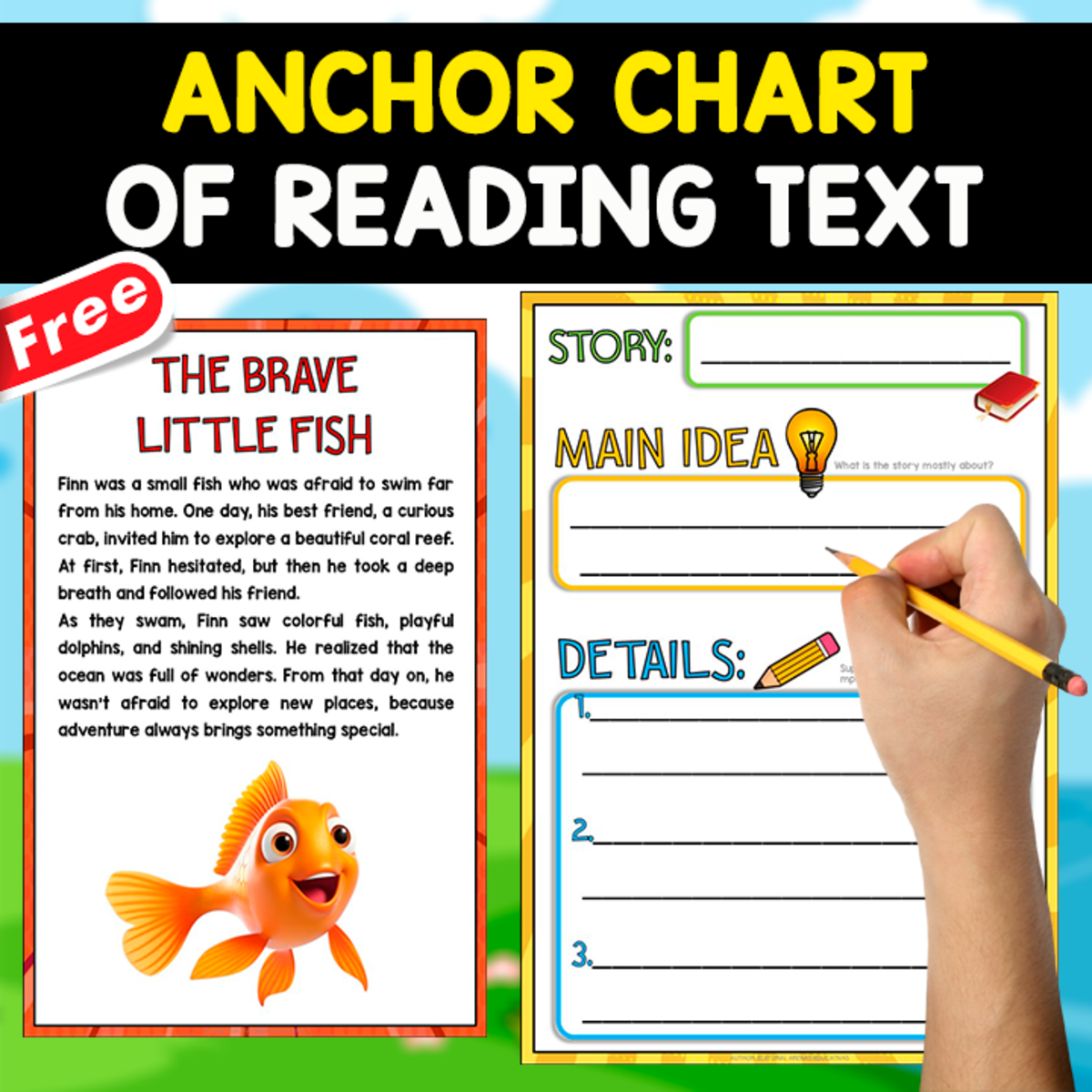 An educational teaching resource from EDITORIAL LAURA EDUCA entitled FREE ANCHOR CHART OF READING | The Brave Little Fish downloadable at Teach Simple.