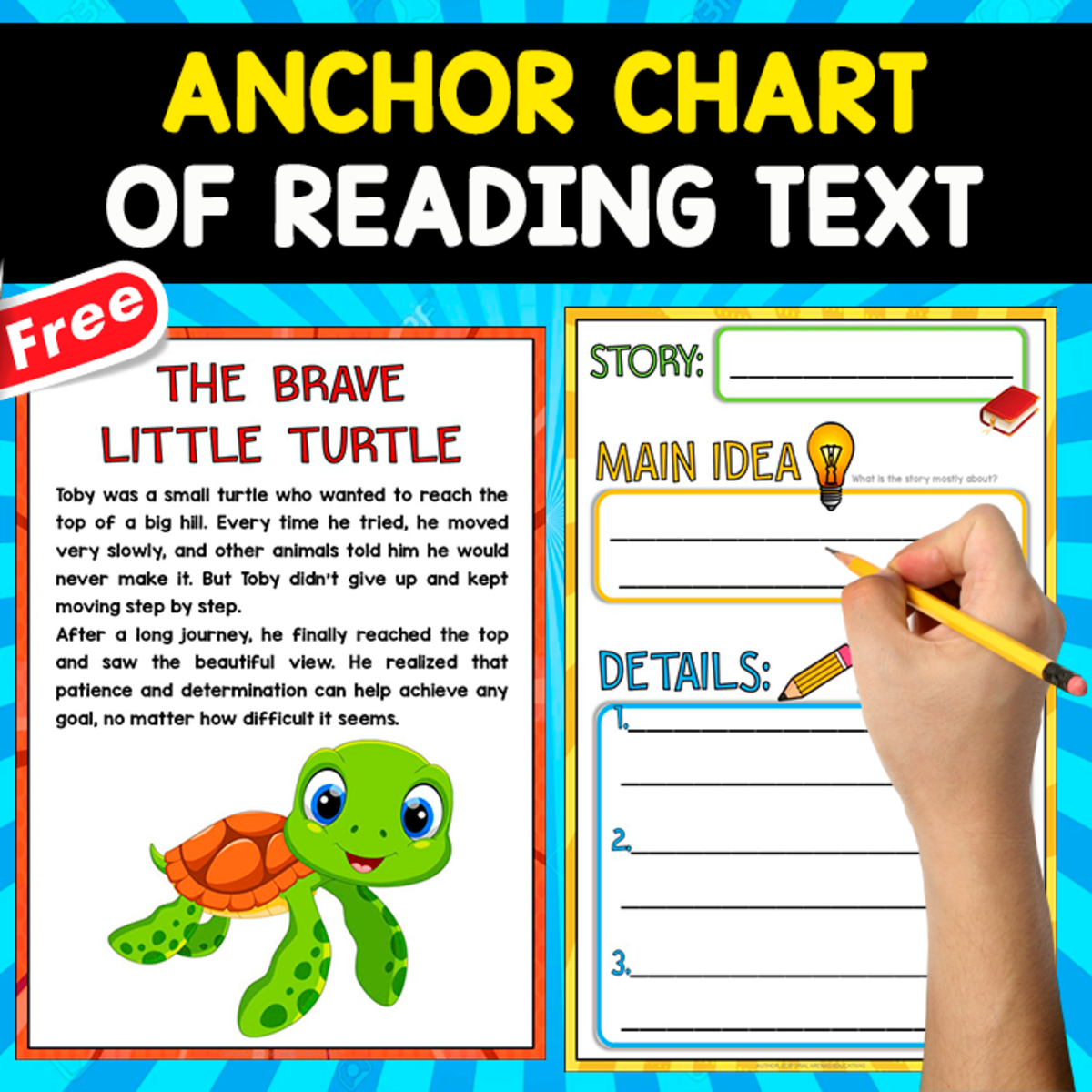 An educational teaching resource from EDITORIAL LAURA EDUCA entitled FREE ANCHOR CHART OF READING | The Brave Little Turtle Toby downloadable at Teach Simple.