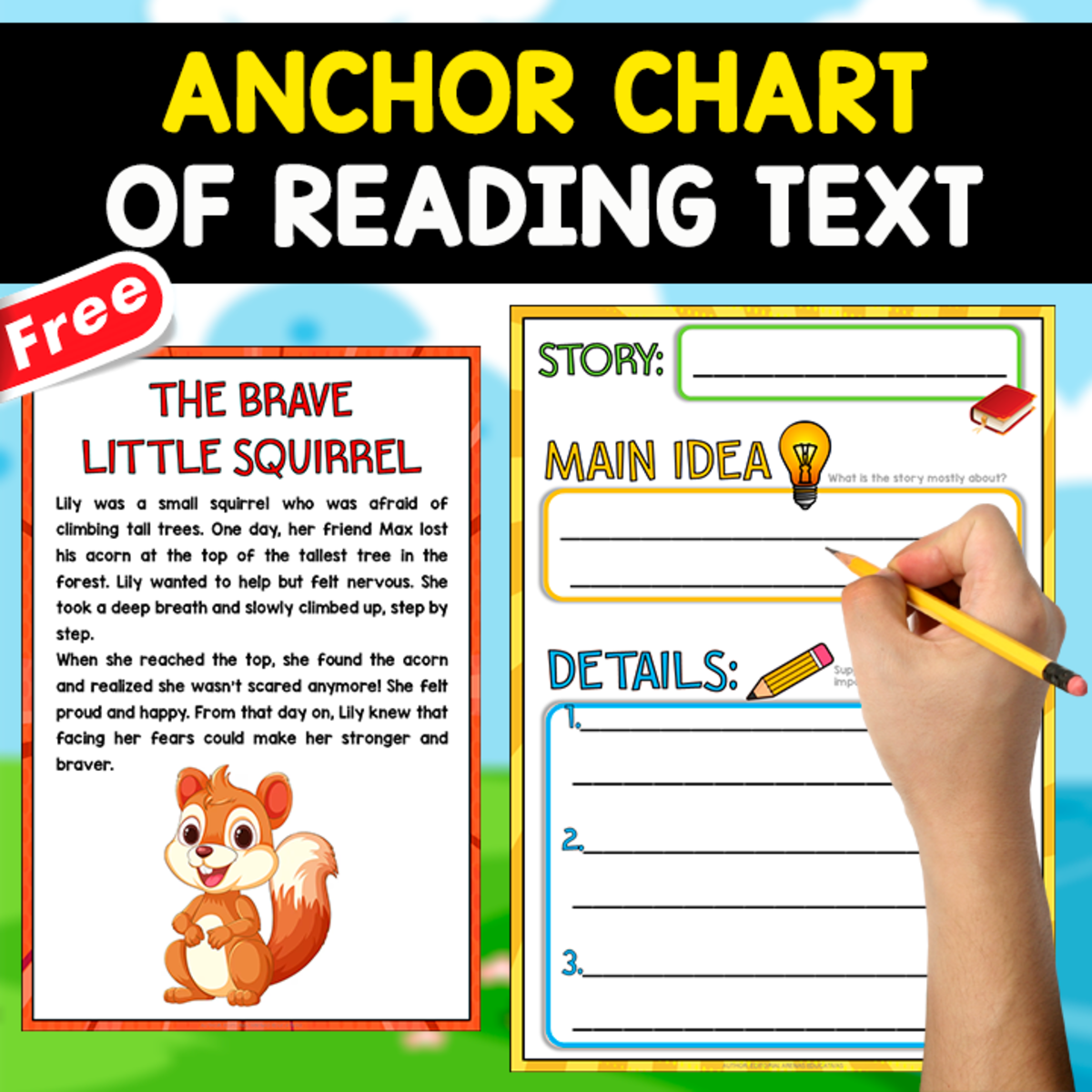 An educational teaching resource from EDITORIAL LAURA EDUCA entitled FREE ANCHOR CHART OF READING | THE BRAVE SQUIRREL downloadable at Teach Simple.