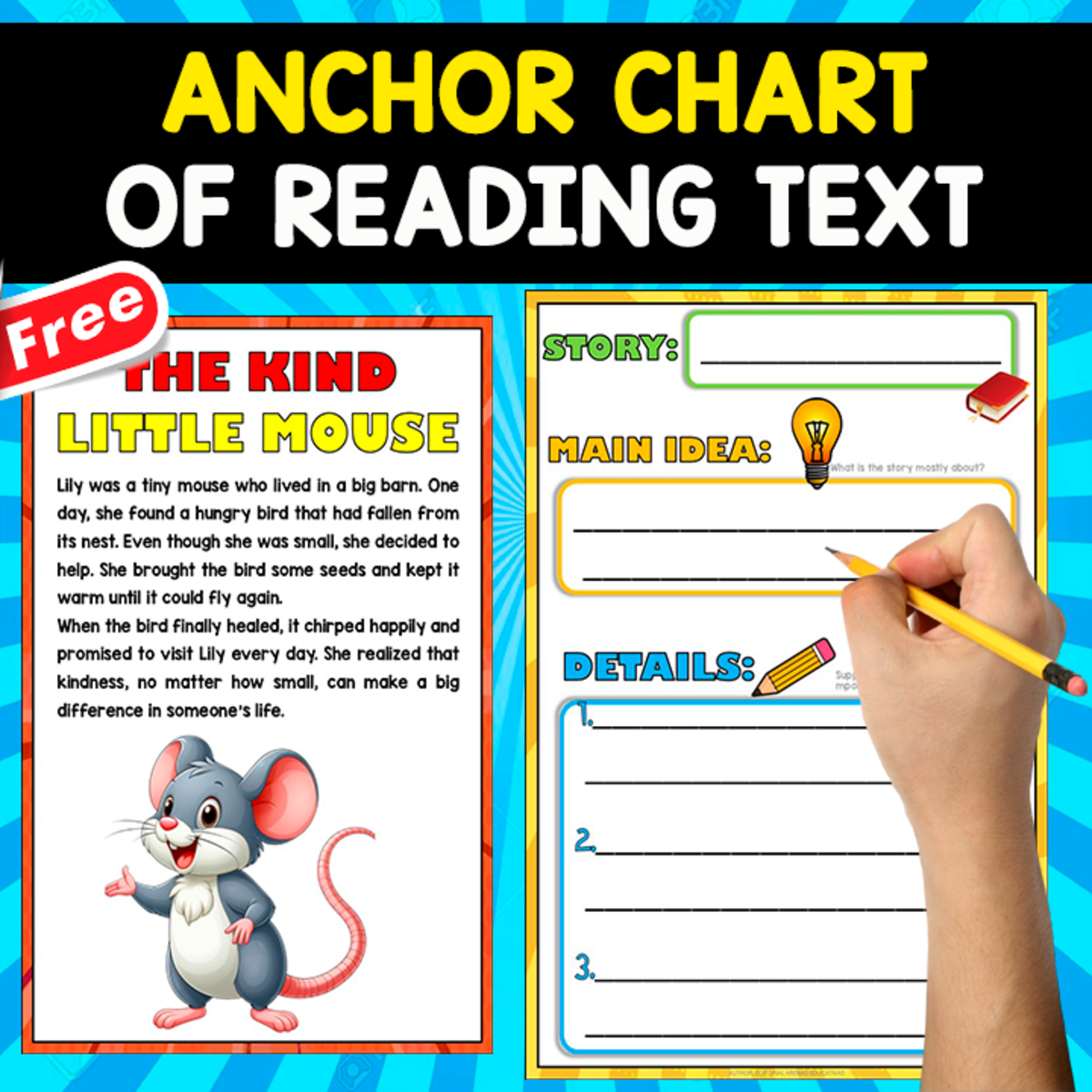 An educational teaching resource from EDITORIAL LAURA EDUCA entitled FREE ANCHOR CHART OF READING | The Kind Little Mouse downloadable at Teach Simple.