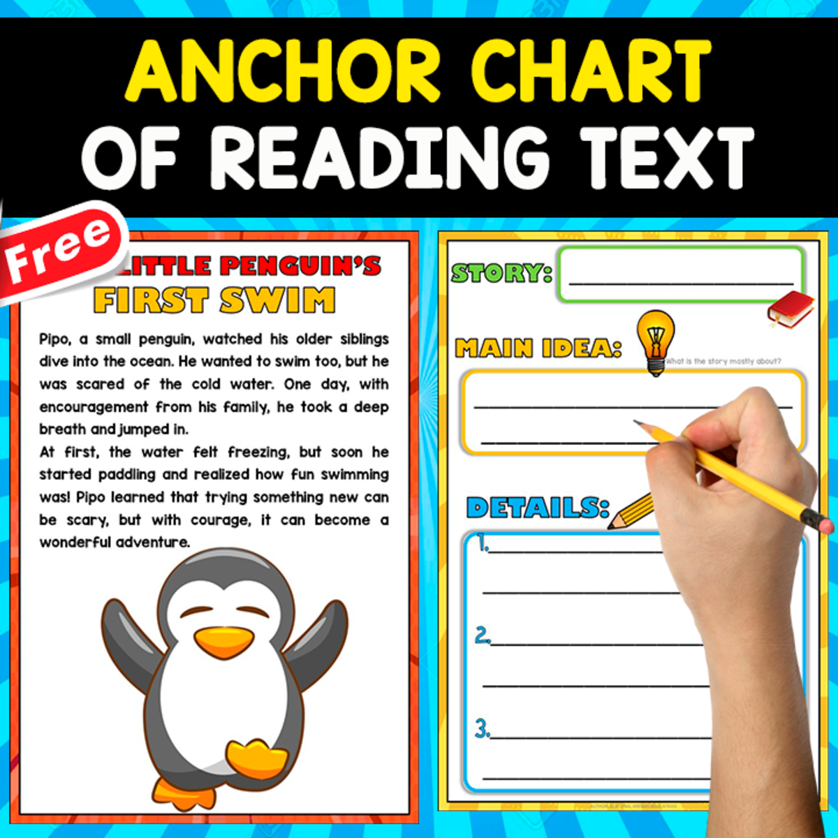 An educational teaching resource from EDITORIAL LAURA EDUCA entitled FREE ANCHOR CHART OF READING |  The Little Penguin’s First Swim downloadable at Teach Simple.