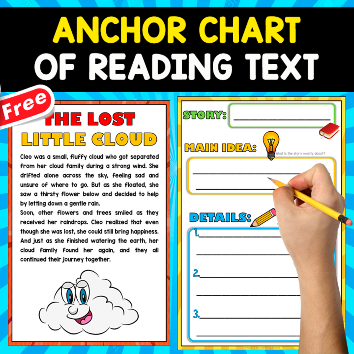 An educational teaching resource from EDITORIAL LAURA EDUCA entitled FREE ANCHOR CHART OF READING | The Lost Little Cloud downloadable at Teach Simple.