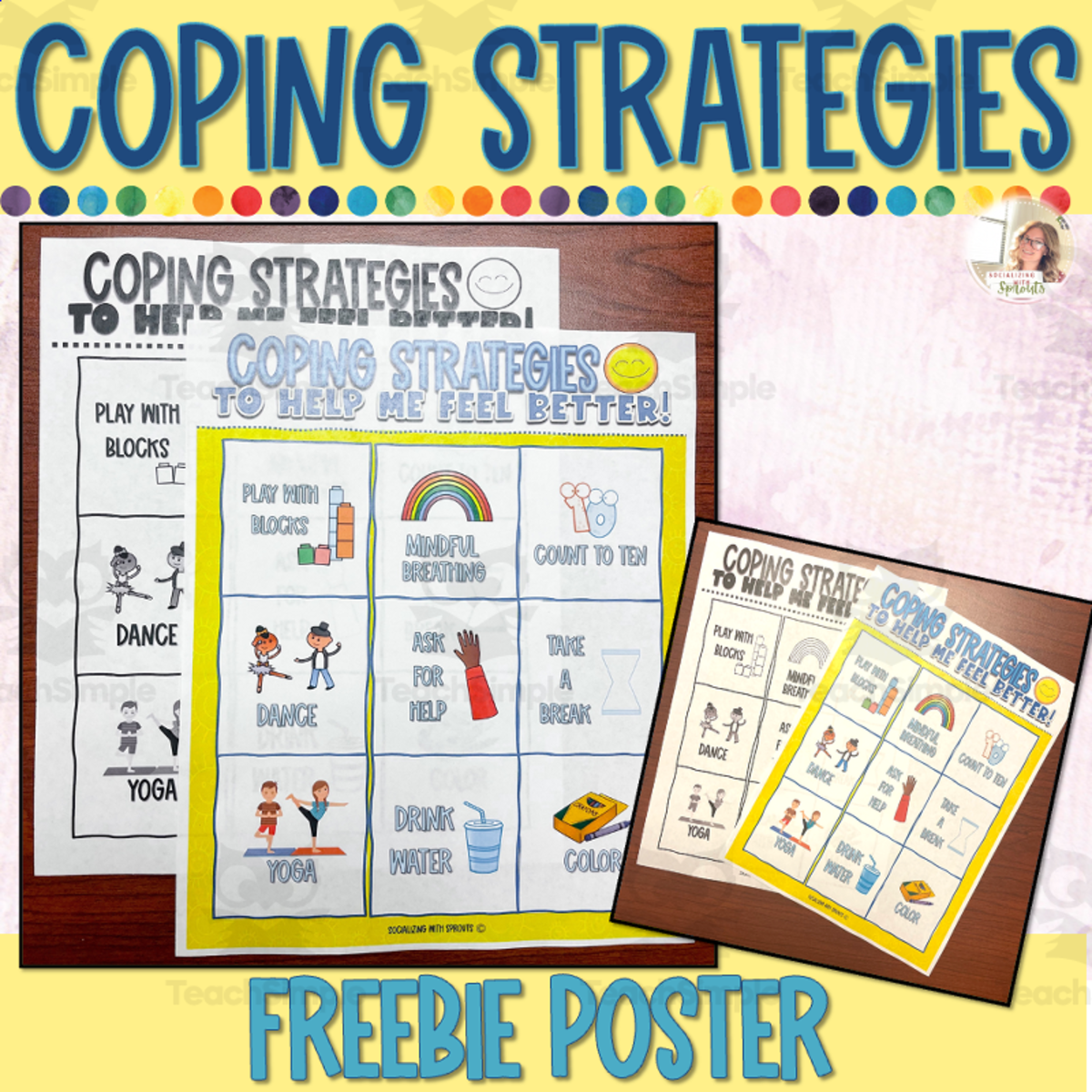 An educational teaching resource from Socializing with Sprouts entitled Coping Skills Poster for Kids – Calm Corner Decor downloadable at Teach Simple.