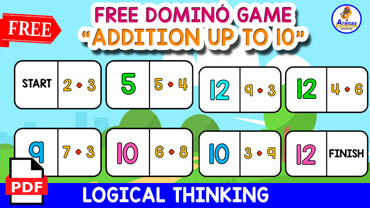An educational teaching resource from EDITORIAL LAURA EDUCA entitled FREE DOMINO GAME | Addition up to 10 downloadable at Teach Simple.