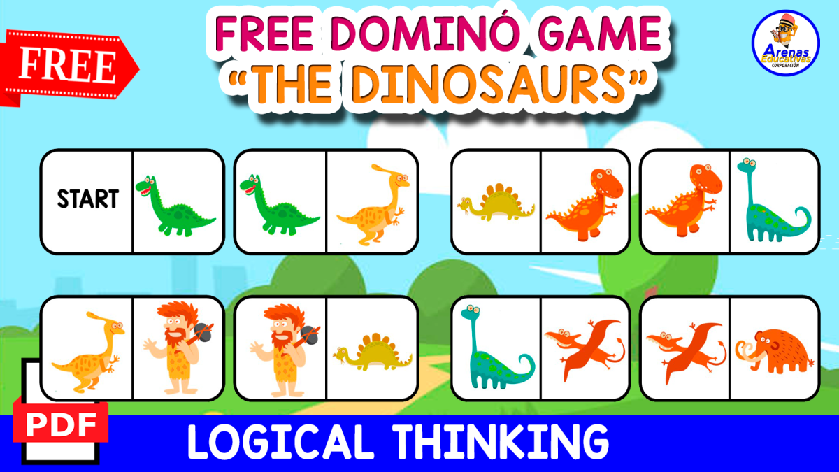 An educational teaching resource from EDITORIAL LAURA EDUCA entitled FREE DOMINÓ GAME | Dino Themed for KIDS downloadable at Teach Simple.